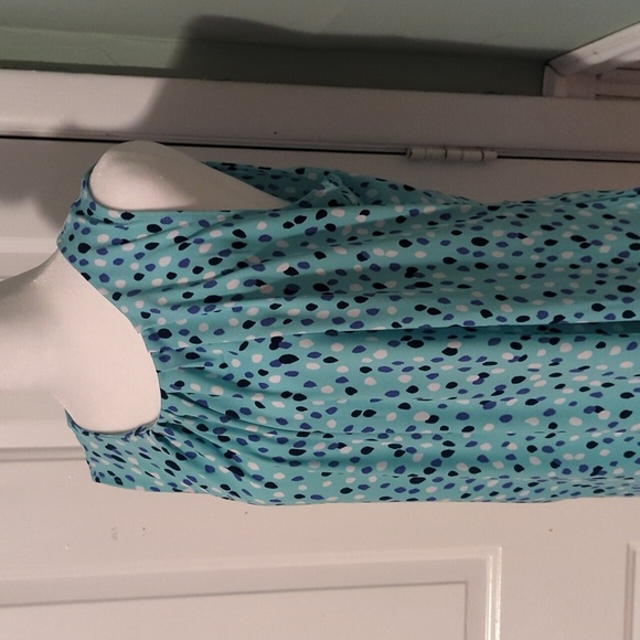 Liz Claiborne Large Sleeveless Teal Dots Tank Top - Picture 2 of 9